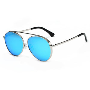 Cramilo Eyewear Sunglasses Silver - Icy Blue Bethel - Retro Mirrored Lens Teardrop Aviator Sunglasses