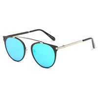 Cramilo Eyewear Sunglasses Silver - Icy Blue - Black FRISCO | Modern Horn Rimmed Metal Frame Round Sunglasses