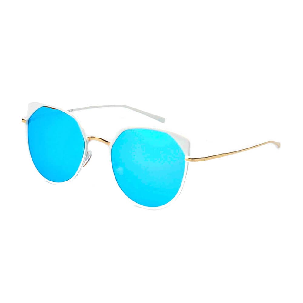 Cramilo Eyewear Sunglasses Silver - Icy Blue HERSHEY | Women's Flat Lens Metal Frame Cat Eye Sunglasses