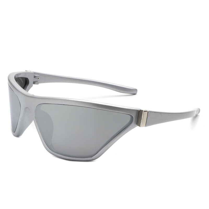 Cramilo Eyewear Sunglasses Silver Luminize - Square Fashion Mirrored Wrap Around Sport Sunglasses