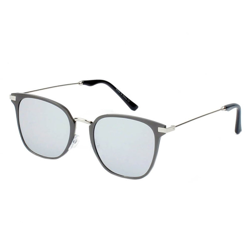 Cramilo Eyewear Sunglasses Silver - Platinum CAMBRIDGE | Pillowed Rectangle Flat Lens Horned Rim Sunglasses