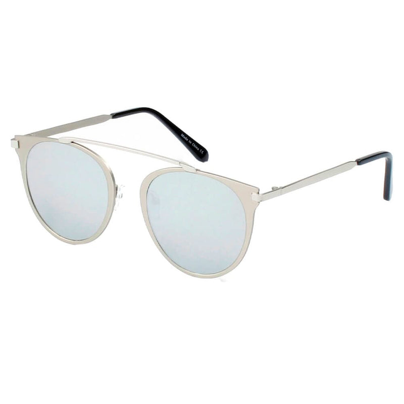 Cramilo Eyewear Sunglasses Silver - Platinum - Gray FRISCO | Modern Horn Rimmed Metal Frame Round Sunglasses