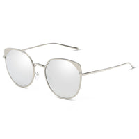 Cramilo Eyewear Sunglasses Silver - Platinum HERSHEY | Women's Flat Lens Metal Frame Cat Eye Sunglasses