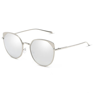 Cramilo Eyewear Sunglasses Silver - Platinum HERSHEY | Women's Flat Lens Metal Frame Cat Eye Sunglasses