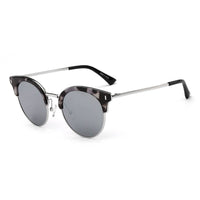 Cramilo Eyewear Sunglasses Silver - Platinum - Tortoise Biloxi -  Women Half Frame Round Cat Eye Polarized Sunglasses