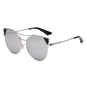 Cramilo Eyewear Sunglasses Silver - Silver Aspen - Women Trendy Mirrored Lens Cat Eye Sunglasses