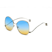 Cramilo Eyewear Sunglasses Silver - Tan to Blue Gradient Eugene - Women's Trendy Oversized Pantone Lens Sunglasses