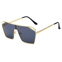 Cramilo Eyewear Sunglasses Smoke Black LAVAL | S2071 - Flat Top Metal Oversize Square Fashion Sunglasses