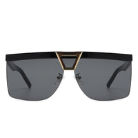 Cramilo Eyewear Sunglasses Starview - Oversize Half Frame Tinted Fashion Square Sunglasses