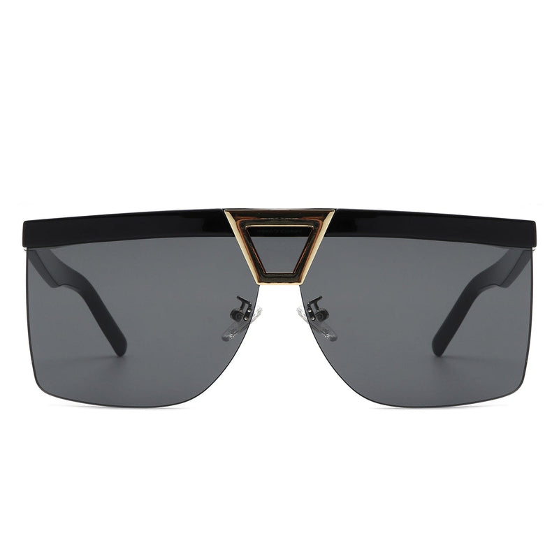 Cramilo Eyewear Sunglasses Starview - Oversize Half Frame Tinted Fashion Square Sunglasses