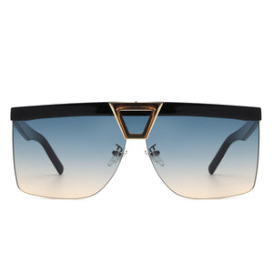 Cramilo Eyewear Sunglasses Starview - Oversize Half Frame Tinted Fashion Square Sunglasses