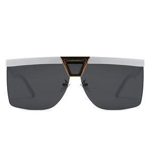 Cramilo Eyewear Sunglasses Starview - Oversize Half Frame Tinted Fashion Square Sunglasses