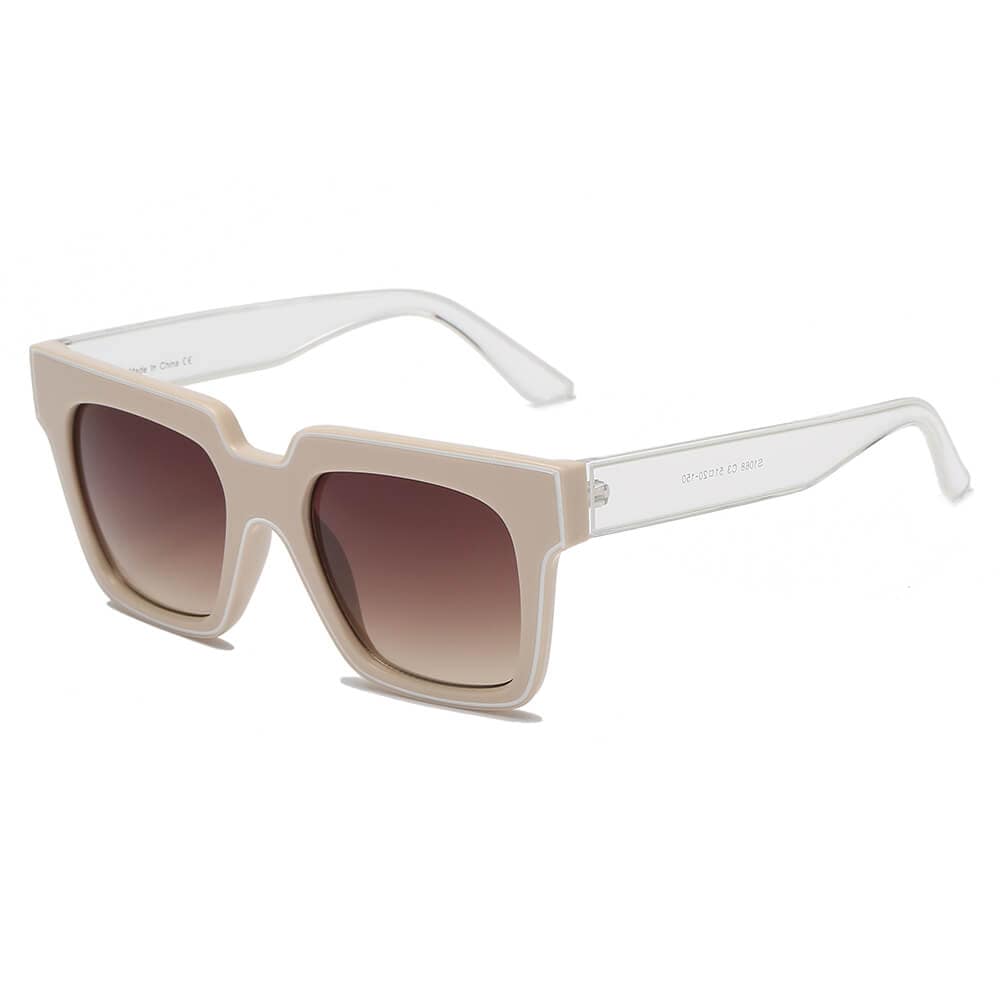 Cramilo Eyewear Sunglasses Tan CAMDEN | Women Retro Square Oversize Sunglasses