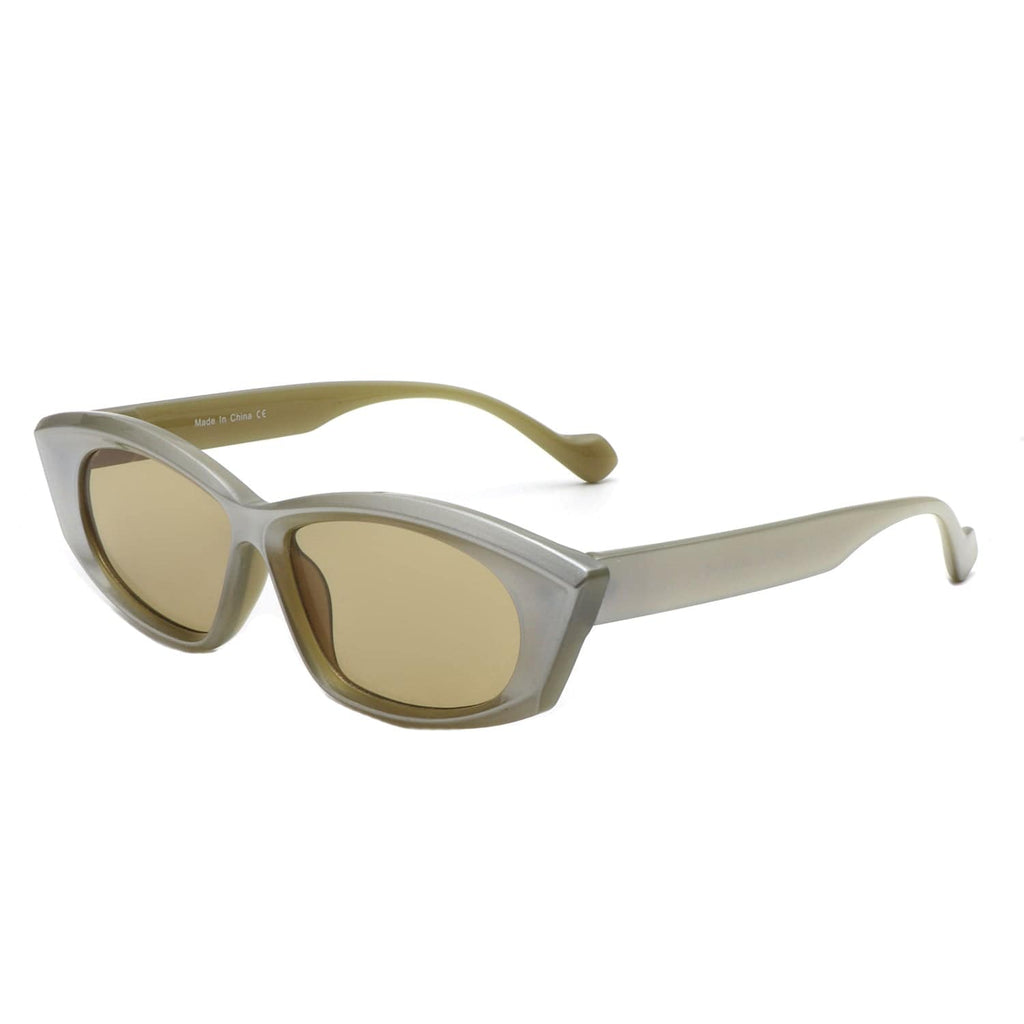 Cramilo Eyewear Sunglasses Taupe Nyx - Retro Rectangular Narrow Flat Top Slim Sunglasses