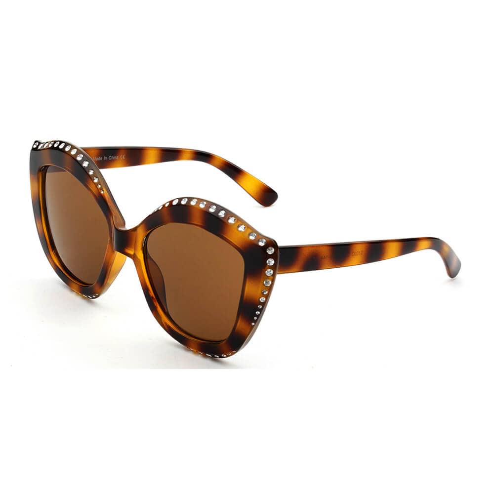 Cramilo Eyewear Sunglasses Tortoise ANGOLA | Women Oversized Round Cat Eye Fashion Sunglasses