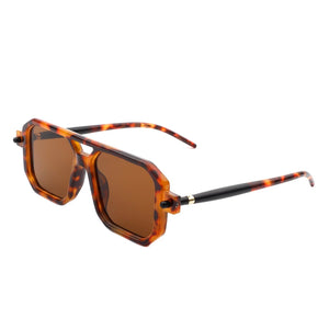 Cramilo Eyewear Sunglasses Tortoise Bluebird - Retro Square Flat Top Brow-Bar Fashion Sunglasses