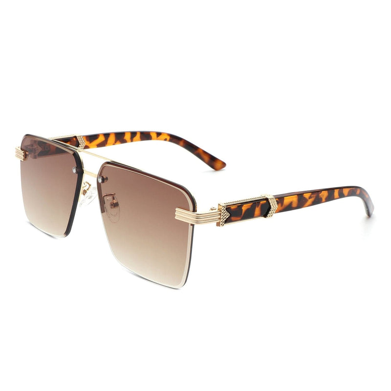 Cramilo Eyewear Sunglasses Tortoise Elysian - Retro Square Rimless Brow-Bar Tinted Fashion Sunglasses
