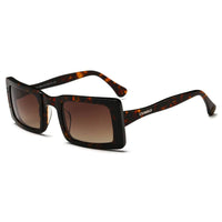Cramilo Eyewear Sunglasses Tortoise Frame - Amber Smoke Lens DAYTON | Unique Futuristic Unisex Postmodern Rectangle Square Sunglasses