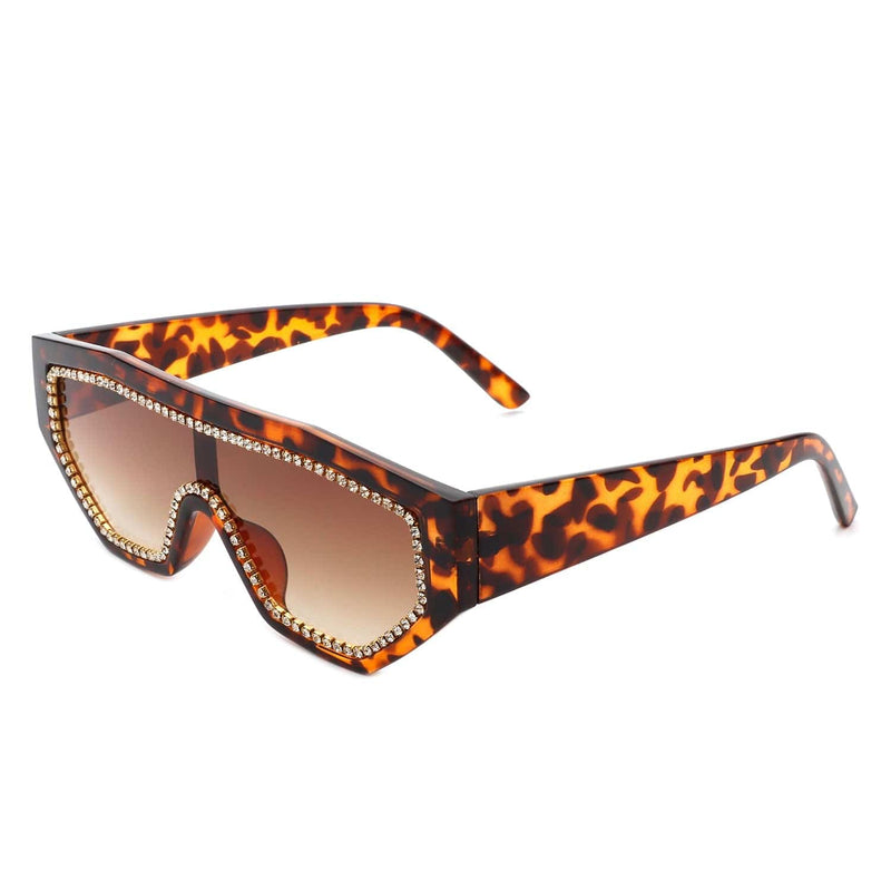 Cramilo Eyewear Sunglasses Tortoise Goldleaf - Geometric Glitter Square Fashion Women Sunglasses