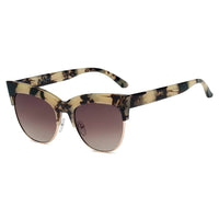 Cramilo Eyewear Sunglasses Tortoise HENRIETTA | Women Half Frame Round Cat Eye Sunglasses