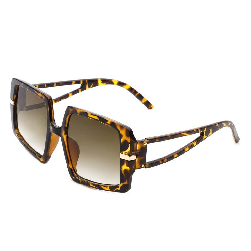 Cramilo Eyewear Sunglasses Tortoise Jasmoria - Oversize Square Geometric Irregular Flat Top Women Sunglasses