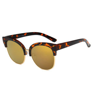 Cramilo Eyewear Sunglasses Tortoise Jenison - Flat Mirrored Lens Clubmaster Horned Rim Sunglasses