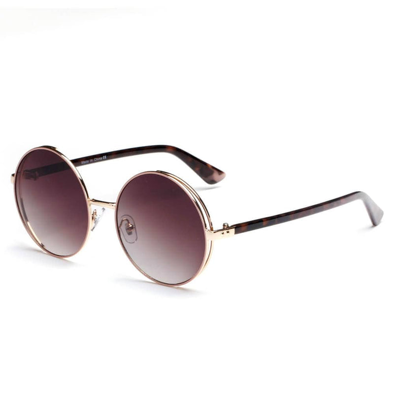 Cramilo Eyewear Sunglasses Tortoise KARLSTAD | Women Classic Round Lennon Fashion Sunglasses