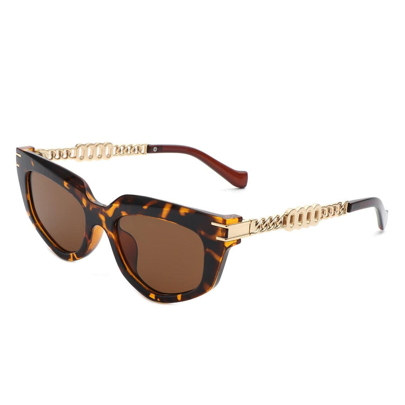 Cramilo Eyewear Sunglasses Tortoise Skylight - Women Chic Chain Link Design Fashion Cat Eye Sunglasses