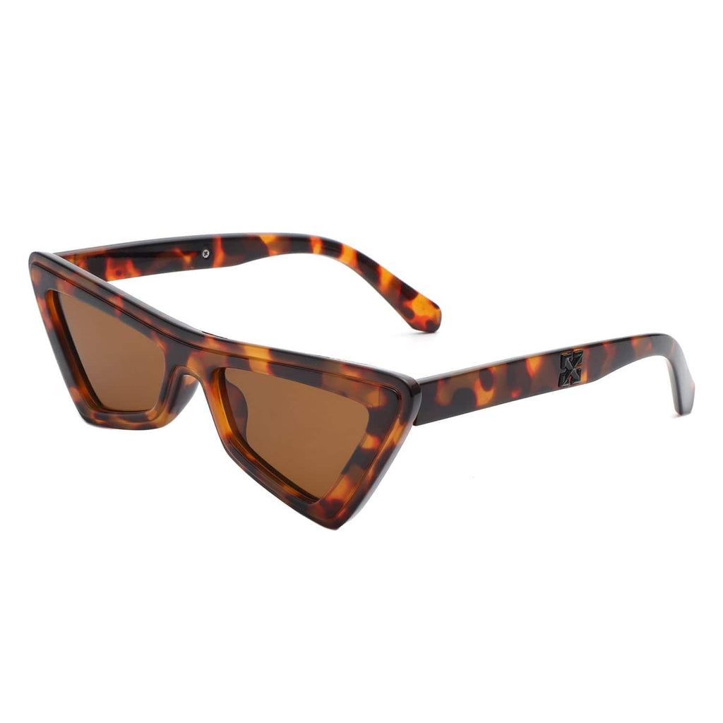 Cramilo Eyewear Sunglasses Tortoise Sublar - Retro Triangle Fashion Colorful Cat Eye Women Sunglasses