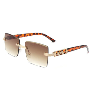 Cramilo Eyewear Sunglasses Tortoise Tycho - Rimless Square Retro Tinted Fashion Flat Top Sunglasses