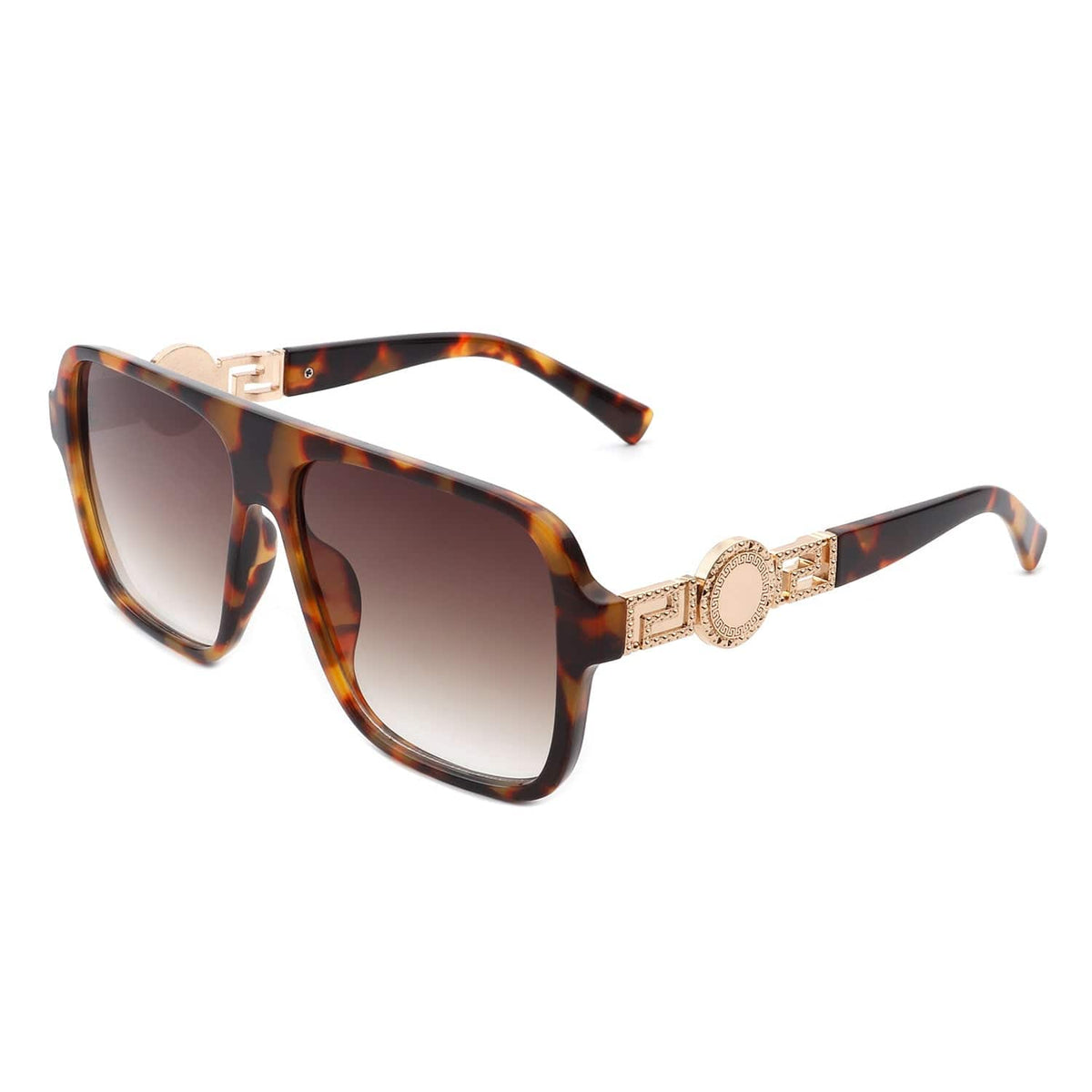 Cramilo Eyewear Sunglasses Tortoise Violetra - Retro Square Aviator Style Vintage Flat Top Sunglasses