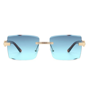 Cramilo Eyewear Sunglasses Tycho - Rimless Square Retro Tinted Fashion Flat Top Sunglasses