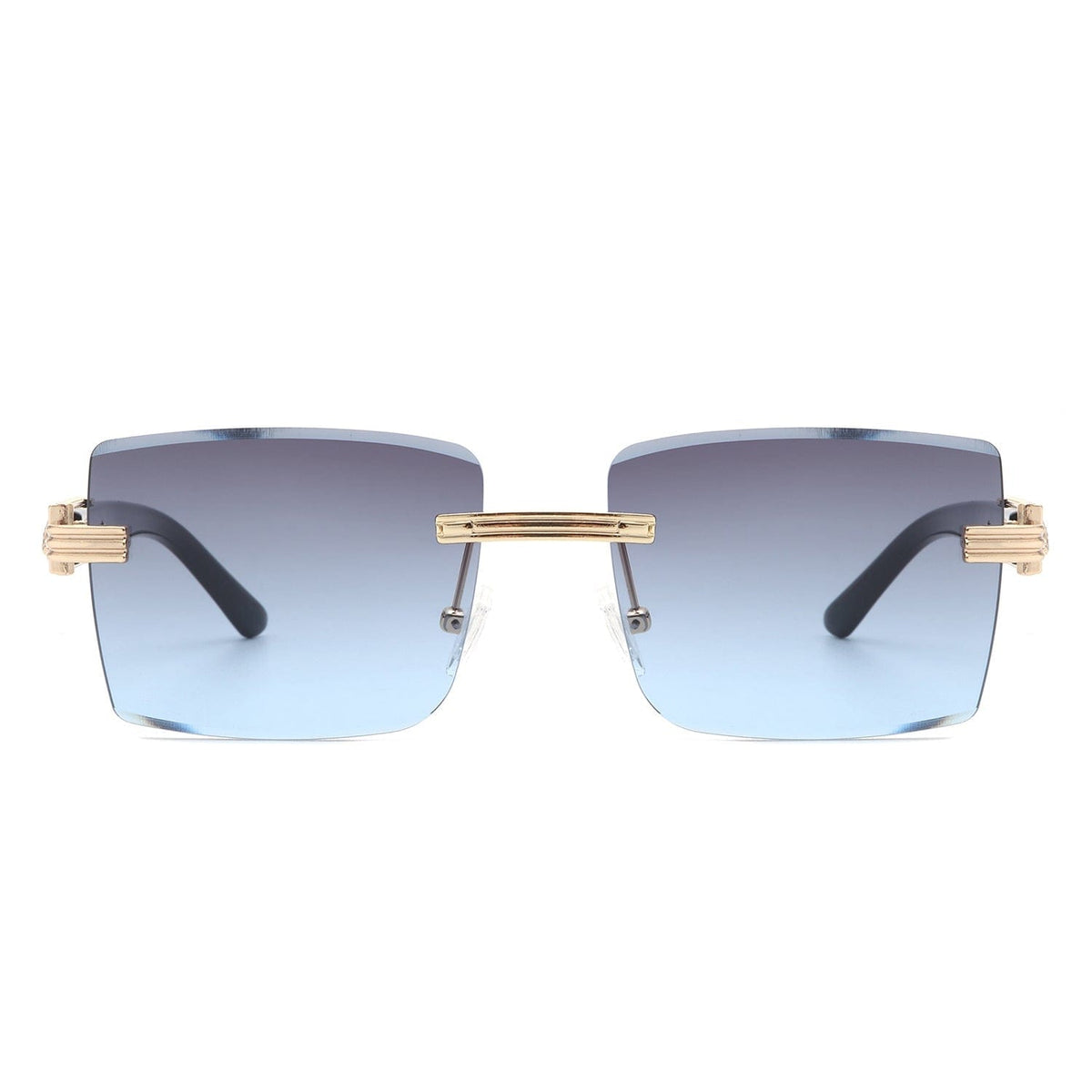 Cramilo Eyewear Sunglasses Tycho - Rimless Square Retro Tinted Fashion Flat Top Sunglasses