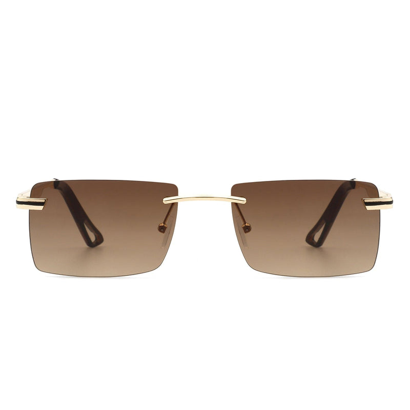 Cramilo Eyewear Sunglasses Vibrante - Rectangle Rimless Retro Tinted Fashion Flat top Sunglasses