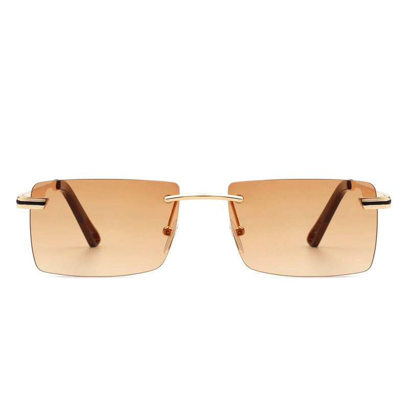 Cramilo Eyewear Sunglasses Vibrante - Rectangle Rimless Retro Tinted Fashion Flat top Sunglasses