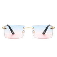 Cramilo Eyewear Sunglasses Vibrante - Rectangle Rimless Retro Tinted Fashion Flat top Sunglasses