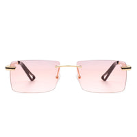 Cramilo Eyewear Sunglasses Vibrante - Rectangle Rimless Retro Tinted Fashion Flat top Sunglasses