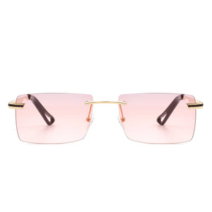 Cramilo Eyewear Sunglasses Vibrante - Rectangle Rimless Retro Tinted Fashion Flat top Sunglasses