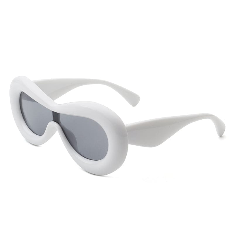 Cramilo Eyewear Sunglasses White Argo - Oversized Y2K Inflated Frame One Piece Lens Sunglasses