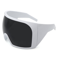 Cramilo Eyewear Sunglasses White Brynn - Oversize Square Wrap Around Curved Shield Sunglasses