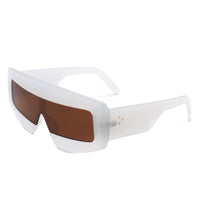 Cramilo Eyewear Sunglasses White Celestia - Rectangle Chunky Oversize Square Tinted Flat Top Sunglasses