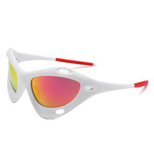 Cramilo Eyewear Sunglasses white Dotrijan - Geometric Wrap Around Chunky Square Sport Sunglasses