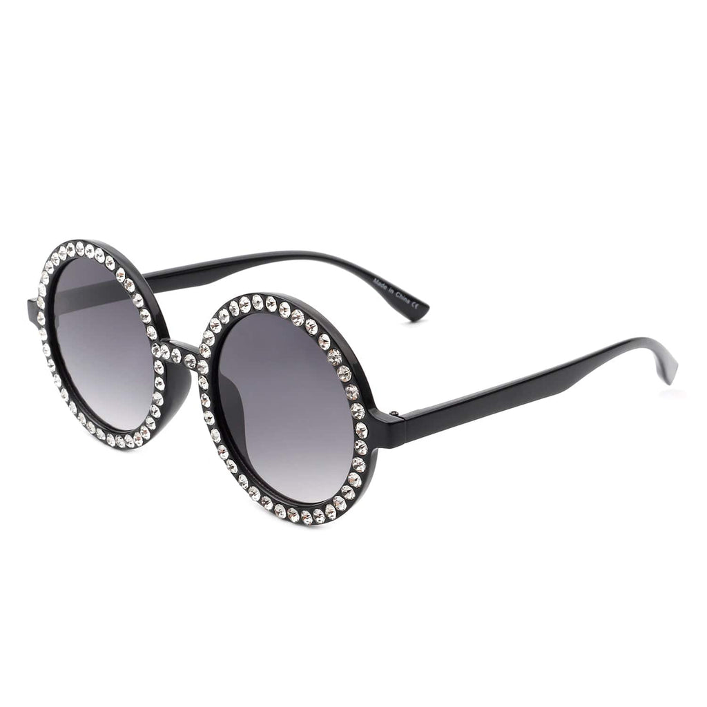 Cramilo Eyewear Sunglasses White Dreamwey - Round Fashion Rhinestone Circle Oversize Women Sunglasses