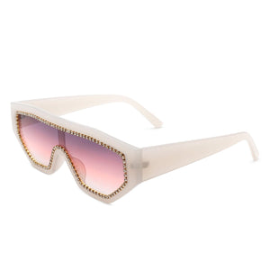 Cramilo Eyewear Sunglasses White Goldleaf - Geometric Glitter Square Fashion Women Sunglasses