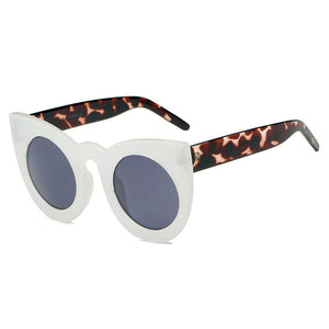 Cramilo Eyewear Sunglasses White Hinton | Women Round Cat Eye Oversize Sunglasses