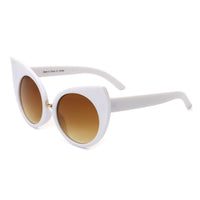 Cramilo Eyewear Sunglasses White Iridessa - Women Mod Retro High Pointed Oversize Fashion Cat Eye Sunglasses