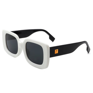 Cramilo Eyewear Sunglasses White Jadestone - Square Retro Flat Top Fashion Sunglasses