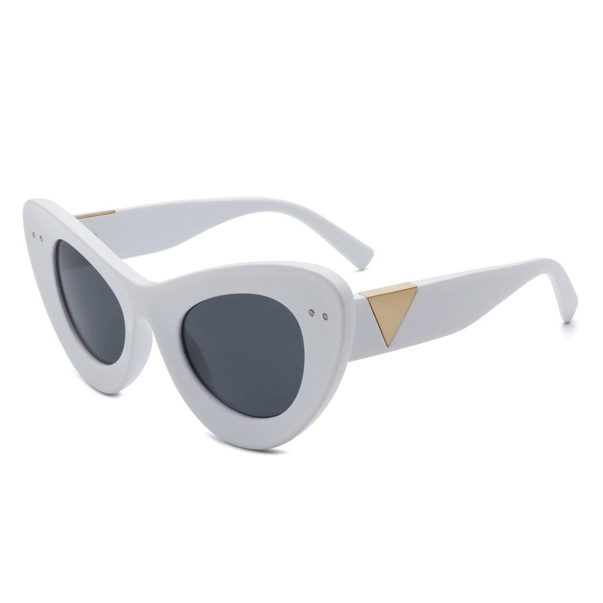 Cramilo Eyewear Sunglasses White Luminara - Women Fashion Retro Round Cat Eye Sunglasses