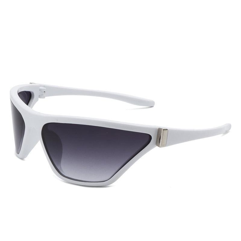 Cramilo Eyewear Sunglasses White Luminize - Square Fashion Mirrored Wrap Around Sport Sunglasses