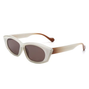 Cramilo Eyewear Sunglasses White Nyx - Retro Rectangular Narrow Flat Top Slim Sunglasses